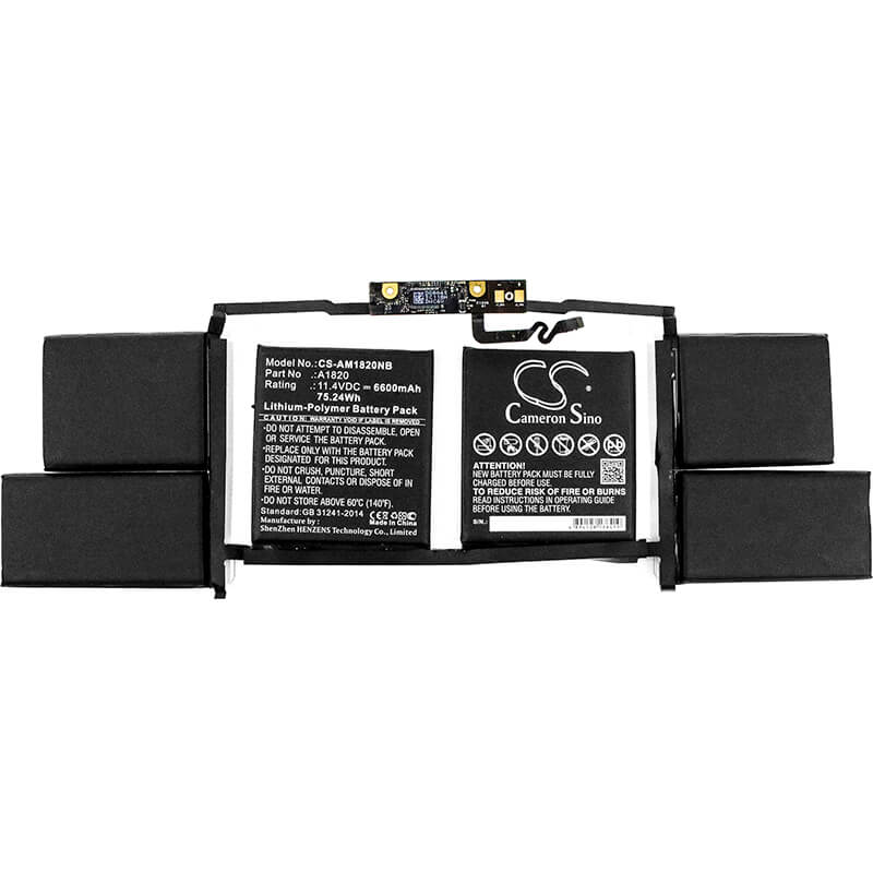 11.4V, 6600mAh, Li-Polymer Battery fits Apple, A1707, Macbook Pro "core I7" 2.6 15", 75.24Wh