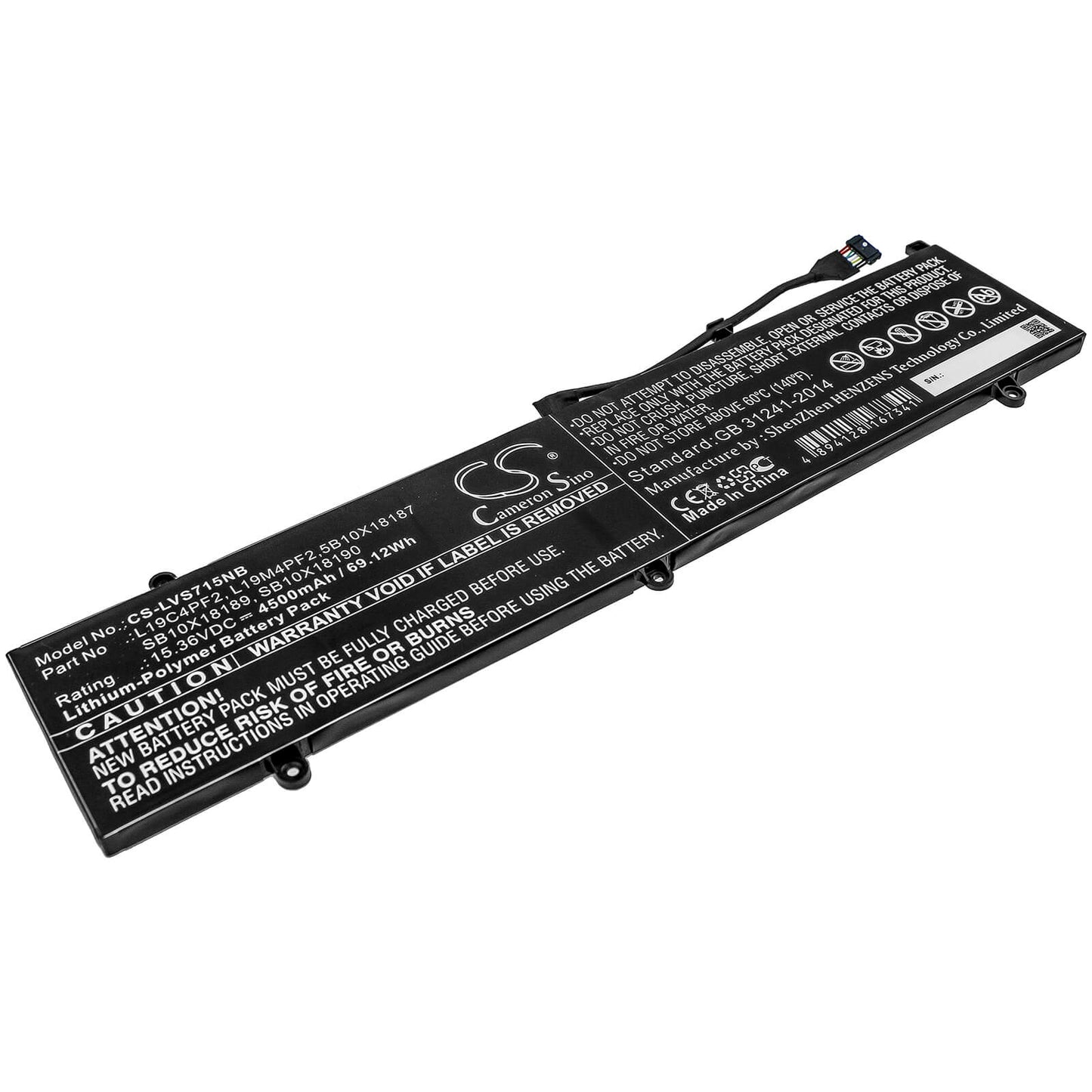 15.36V, 4500mAh, Li-Polymer Battery fits Lenovo, Yoga Slim 7 15, Yoga Slim 7-15imh05, 69.12Wh