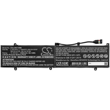 15.36V, 4500mAh, Li-Polymer Battery fits Lenovo, Yoga Slim 7 15, Yoga Slim 7-15imh05, 69.12Wh