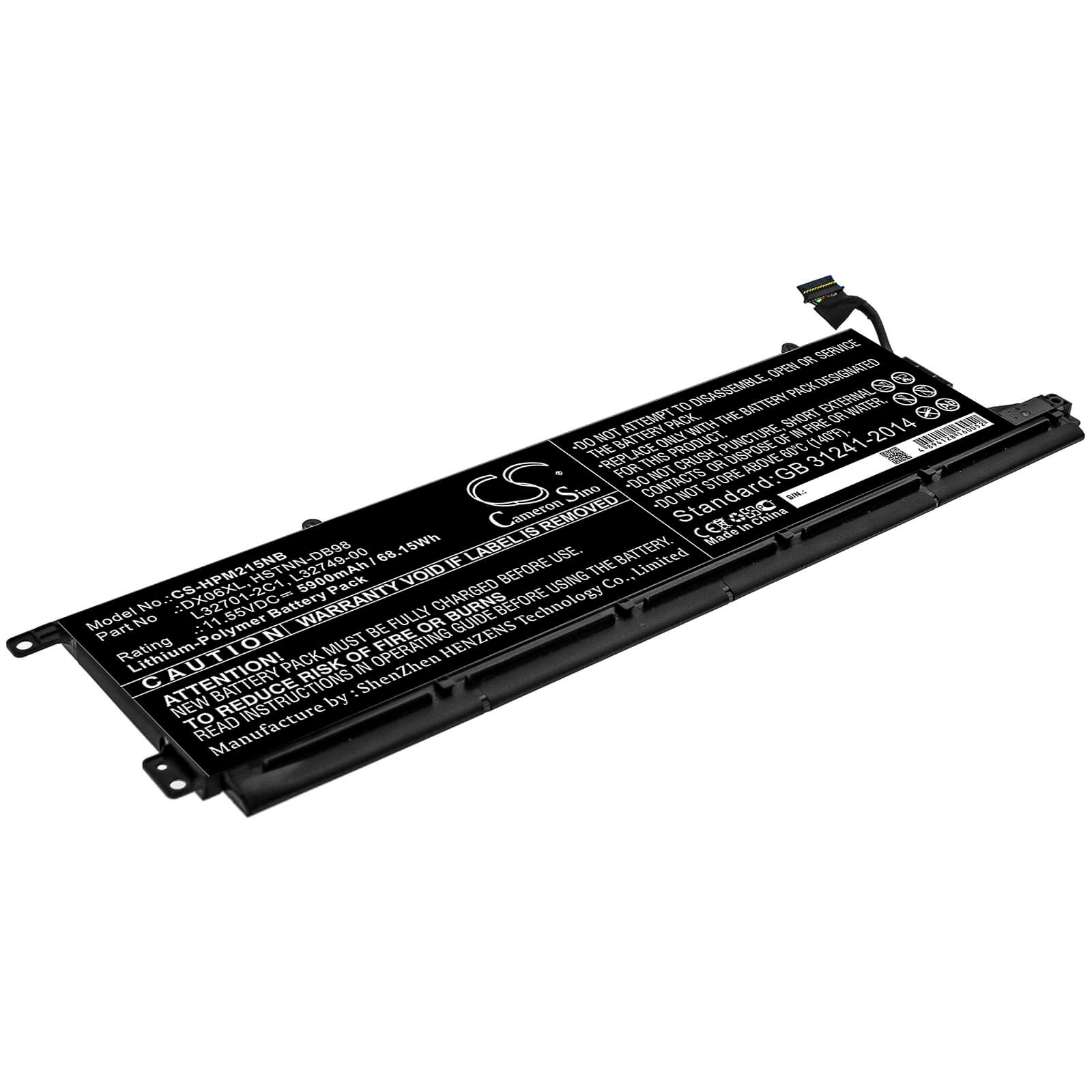 11.55V, 5900mAh, Li-Polymer Battery fits Hp, Omen X 2s 15-dg0003nc, Omen X 2s 15-dg0075cl, 68.145Wh