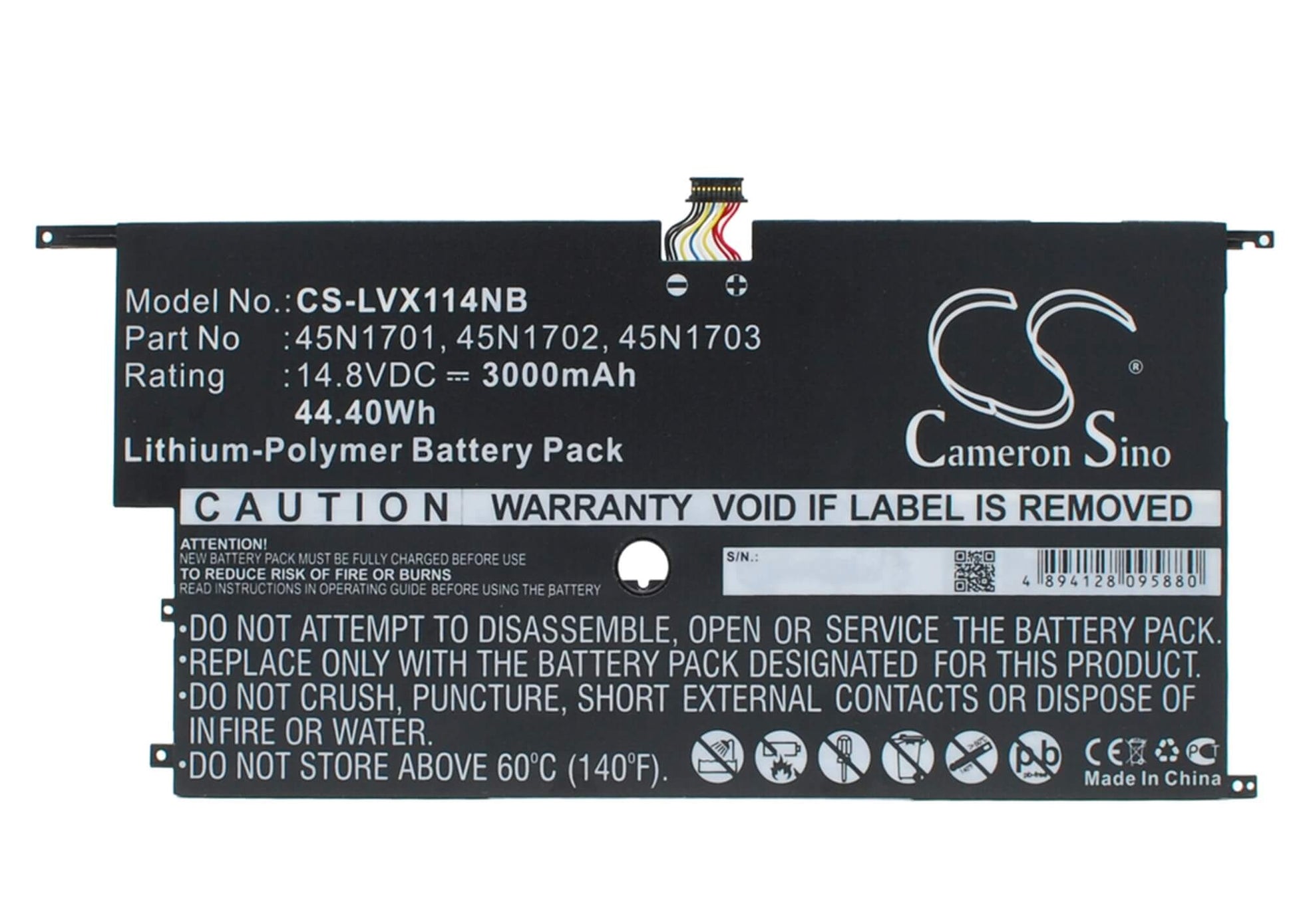 14.8V, 3000mAh, Li-Polymer Battery fits Lenovo, 20a7, 20a8, 44.4Wh