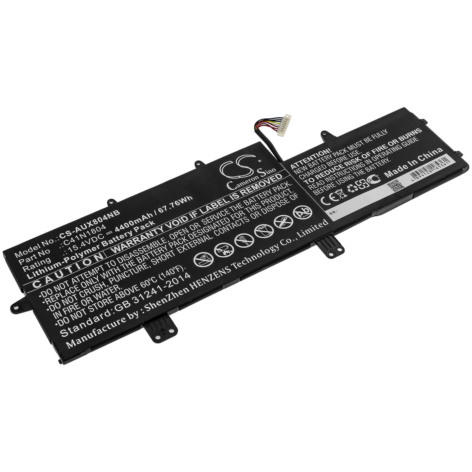 15.4V, 4400mAh, Li-Polymer Battery fits Asus, Ux450fd-1a, Ux450fd-be014t, 67.76Wh