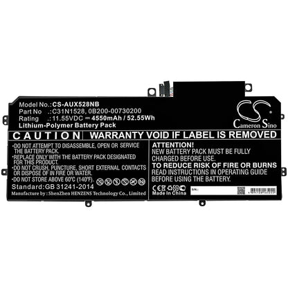11.55V, 4550mAh, Li-Polymer Battery fits Asus, Q324ca, Ux360ca, 52.5525Wh