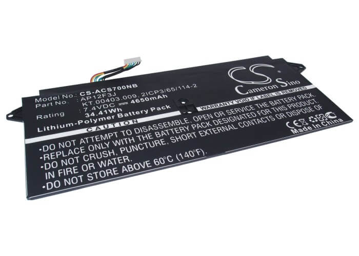 7.4V, 4650mAh, Li-Polymer Battery fits Acer, Aspire R14, Aspire S7, 34.41Wh
