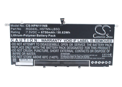 7.5V, 6750mAh, Li-Polymer Battery fits Hp, Spectre 13 Pro Ultrabook, Spectre 13-3000, 50.625Wh