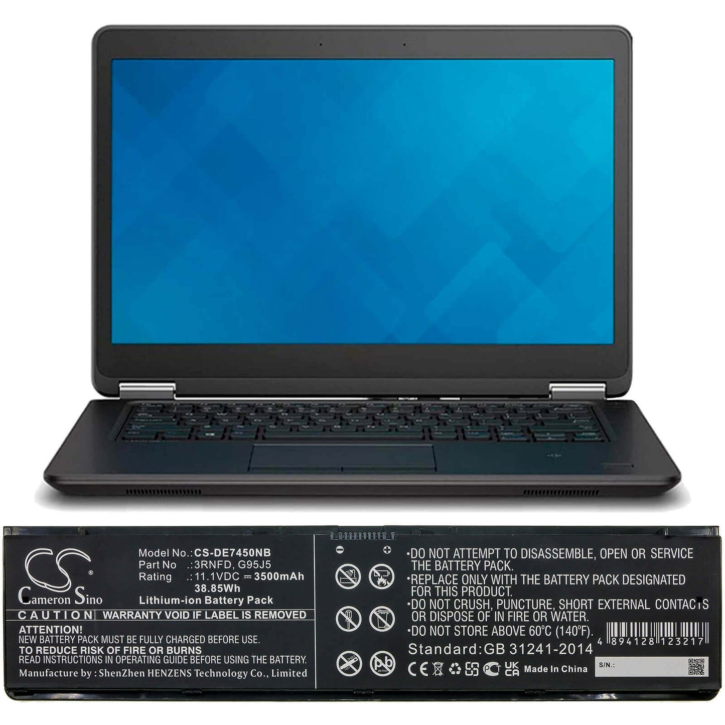 11.1V, 3500mAh, Li-ion Battery fits Dell, Latitude 14 7000, Latitude 14 E7440, 38.85Wh