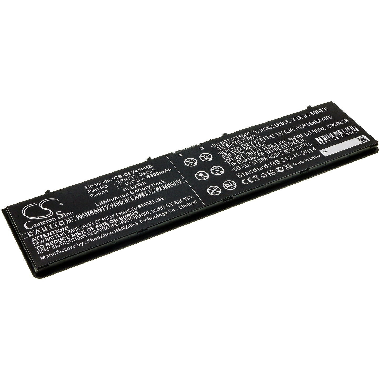 7.4V, 6300mAh, Li-ion Battery fits Dell, Latitude E7250, Latitude E7440, 46.62Wh