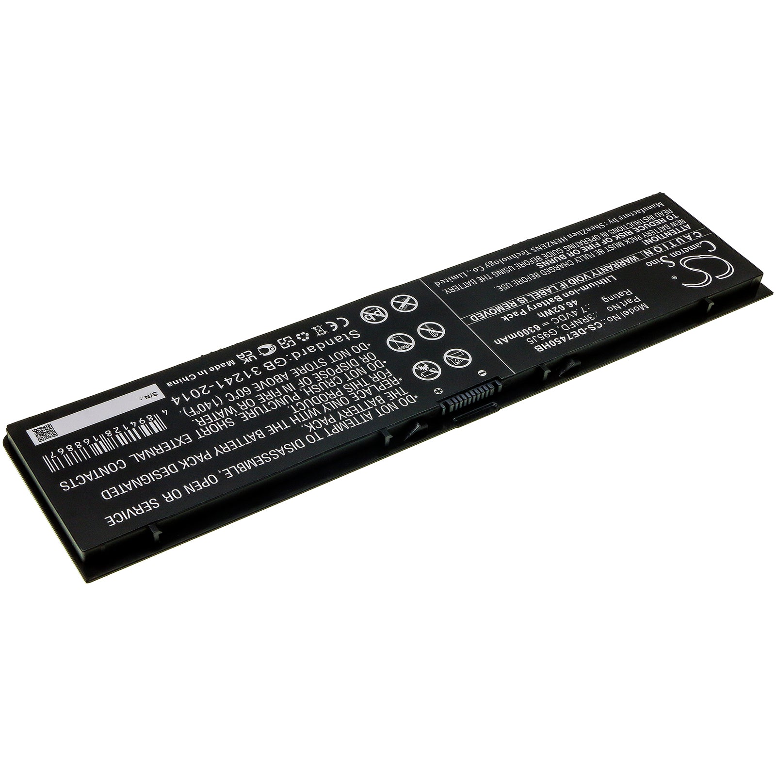 7.4V, 6300mAh, Li-ion Battery fits Dell, Latitude E7250, Latitude E7440, 46.62Wh