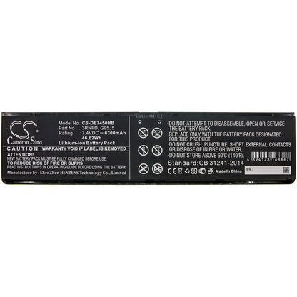 7.4V, 6300mAh, Li-ion Battery fits Dell, Latitude E7250, Latitude E7440, 46.62Wh
