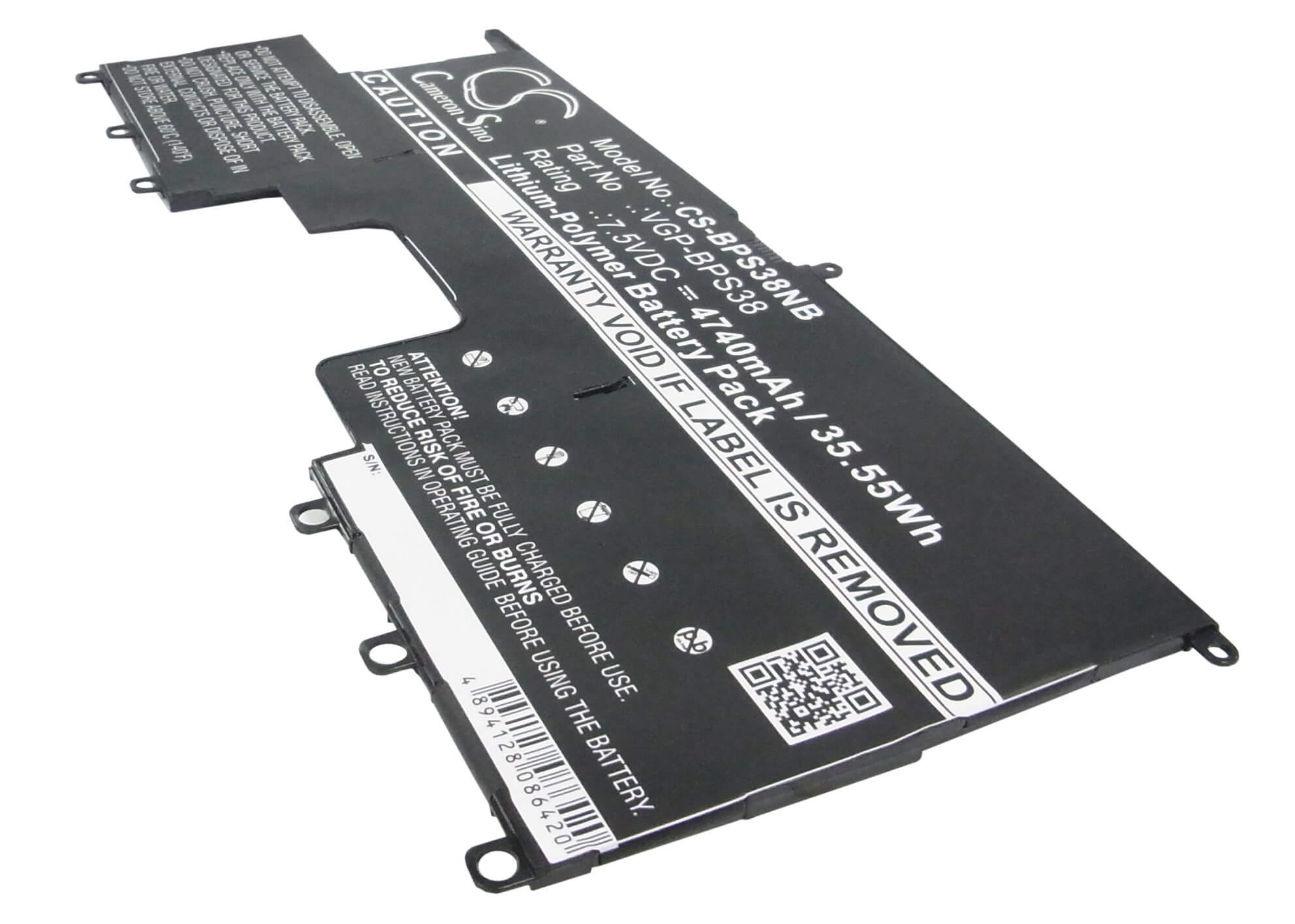 7.5V, 4740mAh, Li-Polymer Battery fits Sony, P11226scbi, P132200c, 35.55Wh