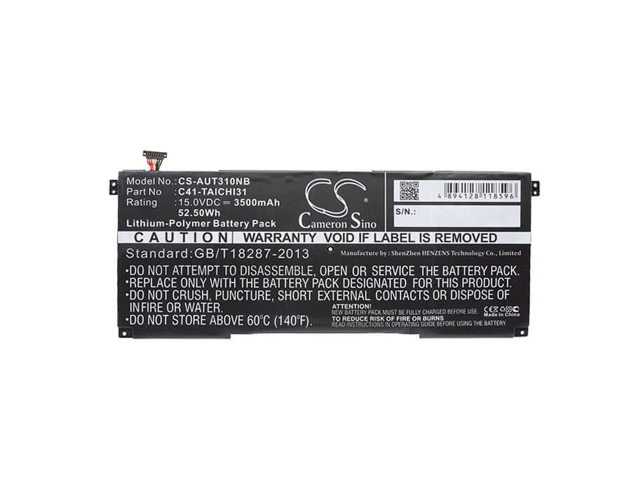 15.0V, 3500mAh, Li-Polymer Battery fits Asus, Taichi 31, Taichi 31 Dh51, 52.5Wh