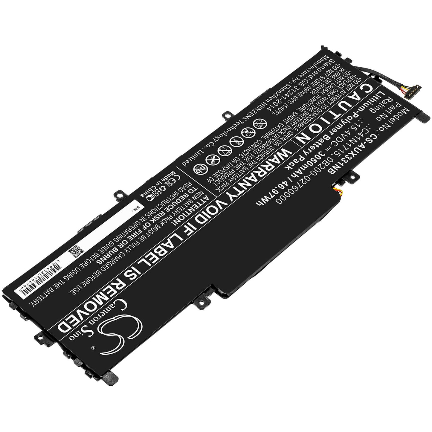 15.4V, 3050mAh, Li-Polymer Battery fits Asus, U3100fn, U3100un, 46.97Wh