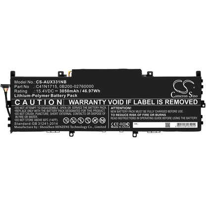 15.4V, 3050mAh, Li-Polymer Battery fits Asus, U3100fn, U3100un, 46.97Wh