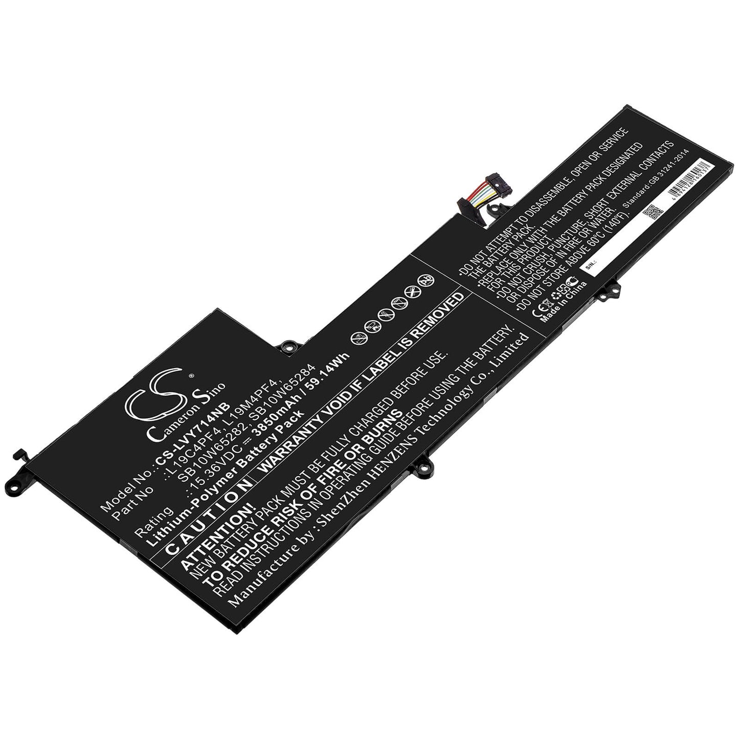 15.36V, 3850mAh, Li-Polymer Battery fits Lenovo, Yoga 14s, Yoga 7 Slim 14are05, 59.136Wh