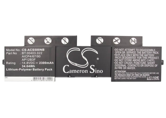 14.8V, 2300mAh, Li-Polymer Battery fits Acer, Aspire S5-391-6495, Aspire S5, 34.04Wh