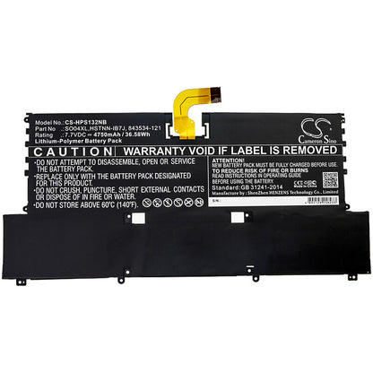 CS-HPS132NB, Notebook, Laptop 7.7V, 4750mAh, Li-Polymer Battery fits Hp, F1d61eaabd, Spectre 13(2016), 36.575Wh