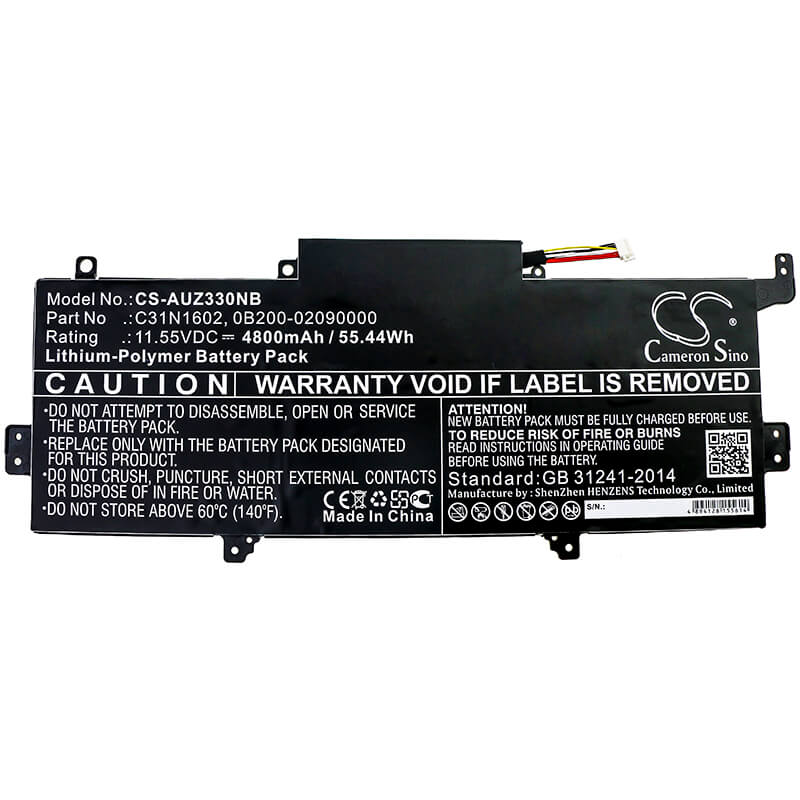 11.55V, 4800mAh, Li-Polymer Battery fits Asus, Ux330ua, Ux330ua-1a, 55.44Wh