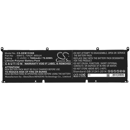 11.4V, 7000mAh, Li-Polymer Battery fits Dell, Alienware M15 2020 Alw15m-5758, Alienware M15 R3, 79.8Wh