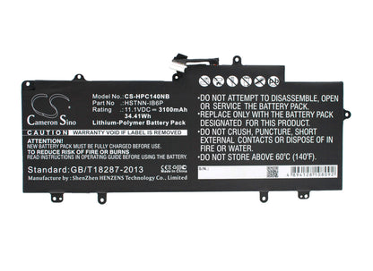 11.1V, 3100mAh, Li-Polymer Battery fits Hp, Chromebook 14 14-x010nr Series, Chromebook 14 Cd570m 14.0 16gb, 34.41Wh