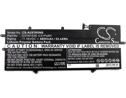 11.55V, 4800mAh, Li-Polymer Battery fits Asus, Q324ua, Q324ua-bhi7t17, 55.44Wh