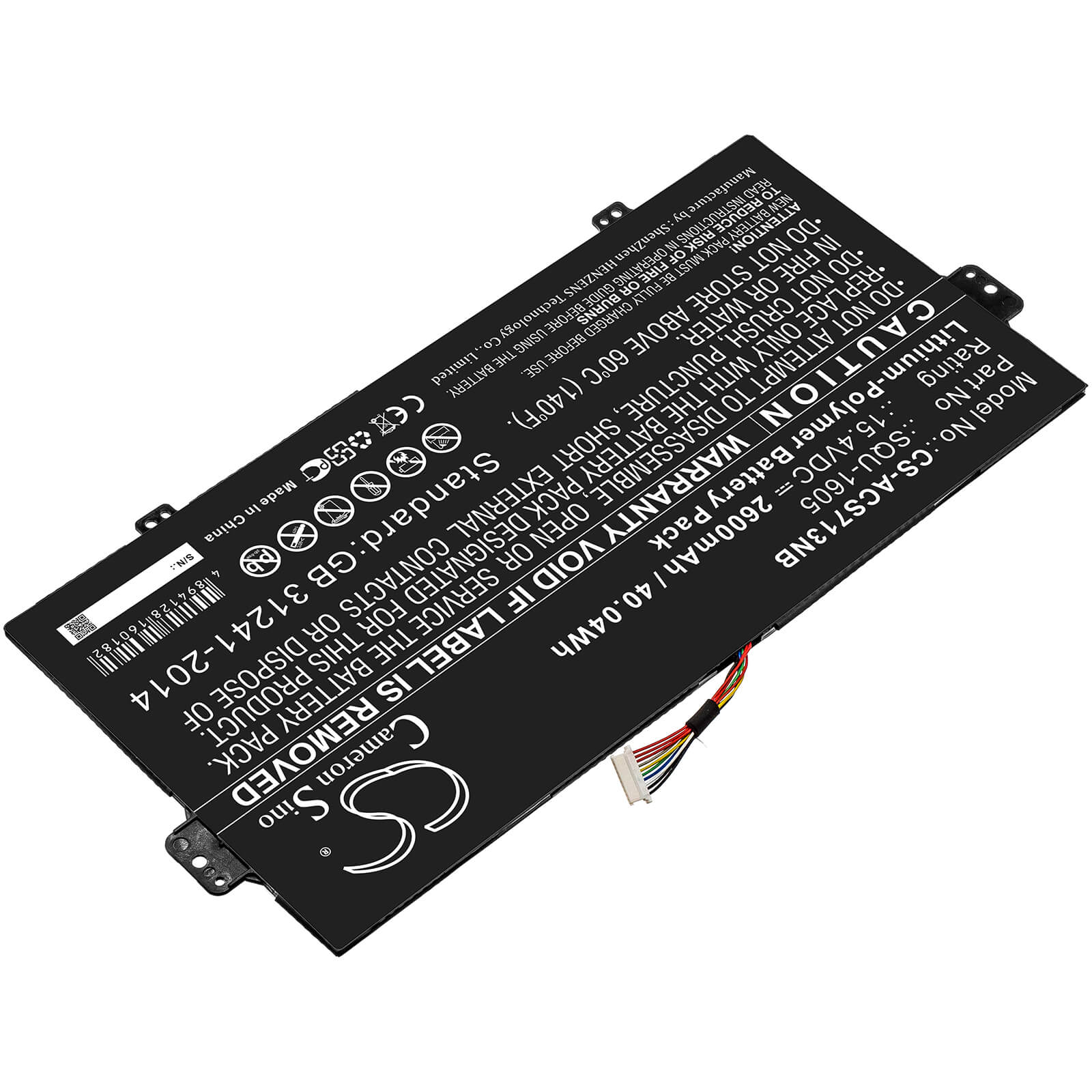 15.4V, 2600mAh, Li-Polymer Battery fits Acer, Sf713-51, Sf713-51-m0ak, 40.04Wh