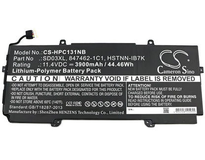 11.4V, 3900mAh, Li-Polymer Battery fits Hp, Chromebook 13 G1, Chromebook 13 G1 Core M5, 44.46Wh