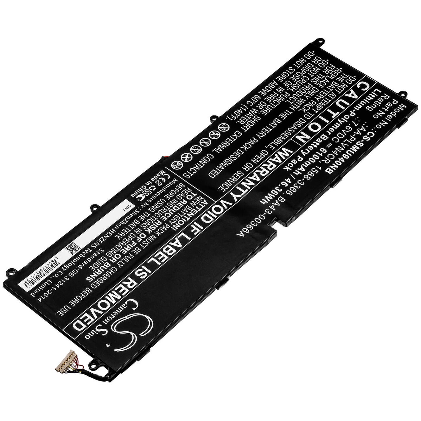 7.6V, 6100mAh, Li-Polymer Battery fits Samsung, Ultrabook 940x3g, 46.36Wh