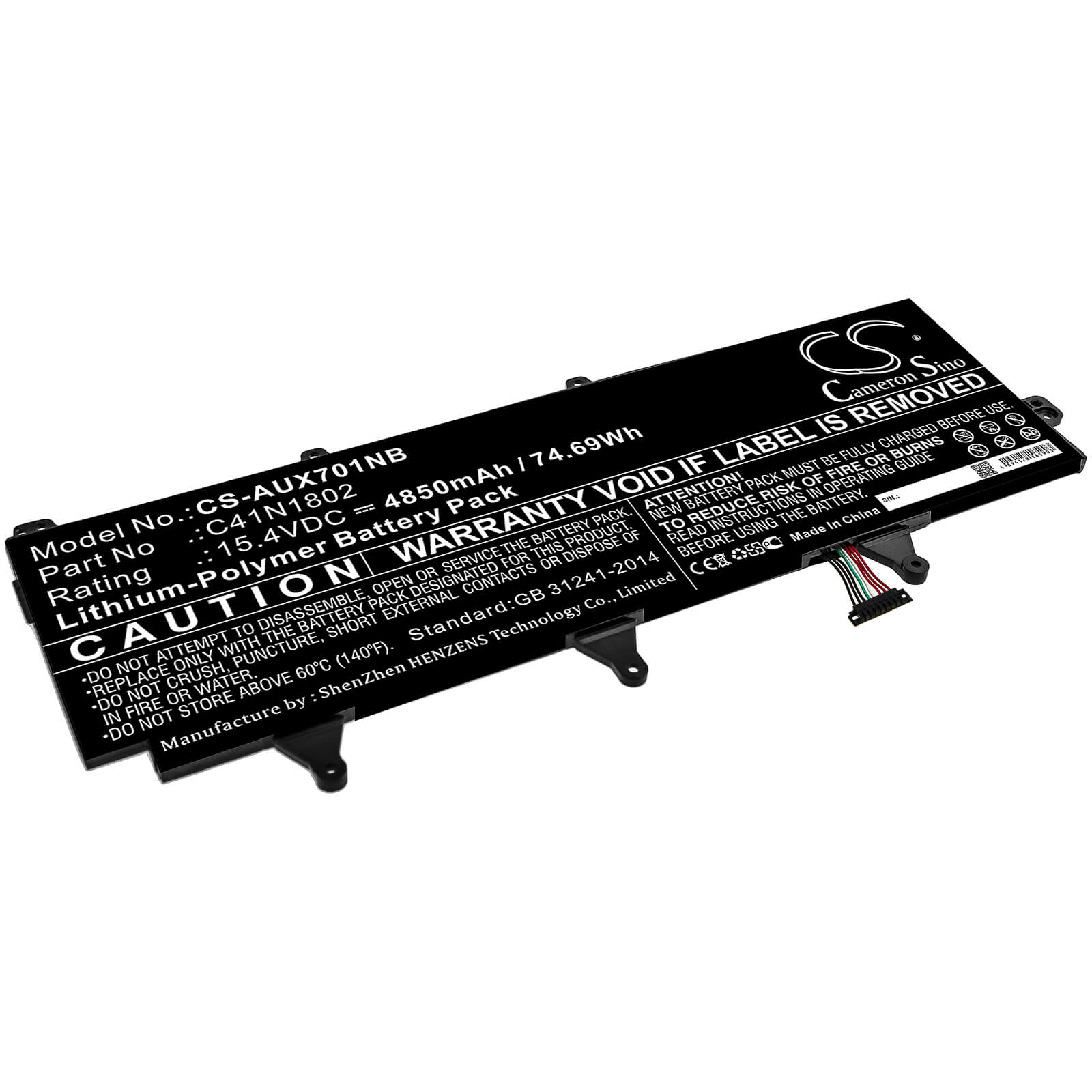 15.4V, 4850mAh, Li-Polymer Battery fits Asus, Gx701g, Gx701gv-ev016t, 74.69Wh