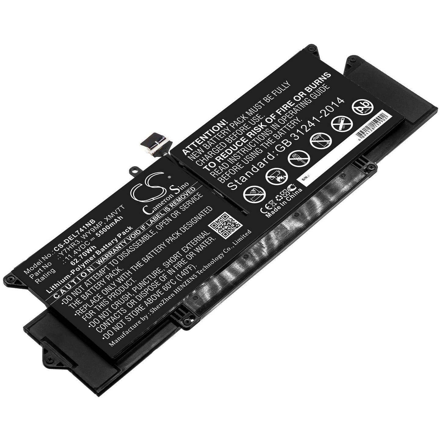 11.4V, 5500mAh, Li-Polymer Battery fits Dell, Latitude 7410, 62.7Wh