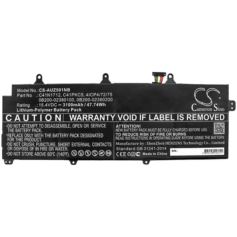 15.4V, 3100mAh, Li-Polymer Battery fits Asus, Gx501, Gx501g, 47.74Wh
