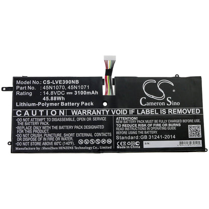 14.8V, 3100mAh, Li-Polymer Battery fits Lenovo, Thinkpad X1 Carbon, Thinkpad X1 Carbon 3444, 45.88Wh