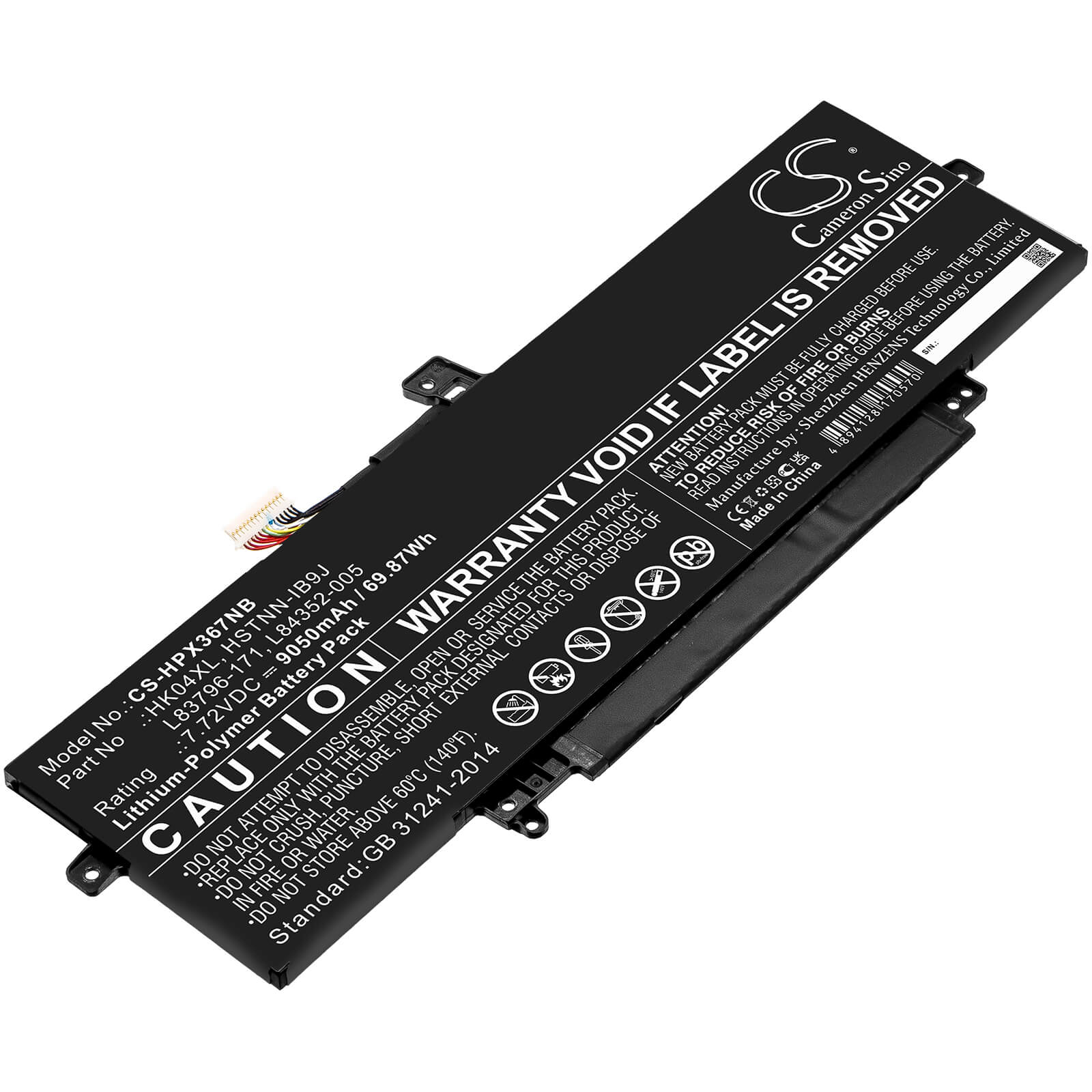 7.72V, 9050mAh, Li-Polymer Battery fits Hp, Elitebook X360 1040 G7, Elitebook X360 1040 G7 119y7ea, 69.866Wh