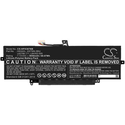 7.72V, 9050mAh, Li-Polymer Battery fits Hp, Elitebook X360 1040 G7, Elitebook X360 1040 G7 119y7ea, 69.866Wh