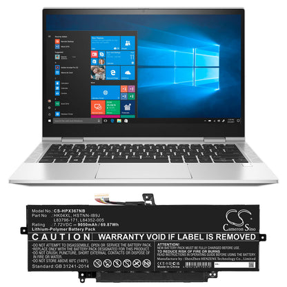 7.72V, 9050mAh, Li-Polymer Battery fits Hp, Elitebook X360 1040 G7, Elitebook X360 1040 G7 119y7ea, 69.866Wh