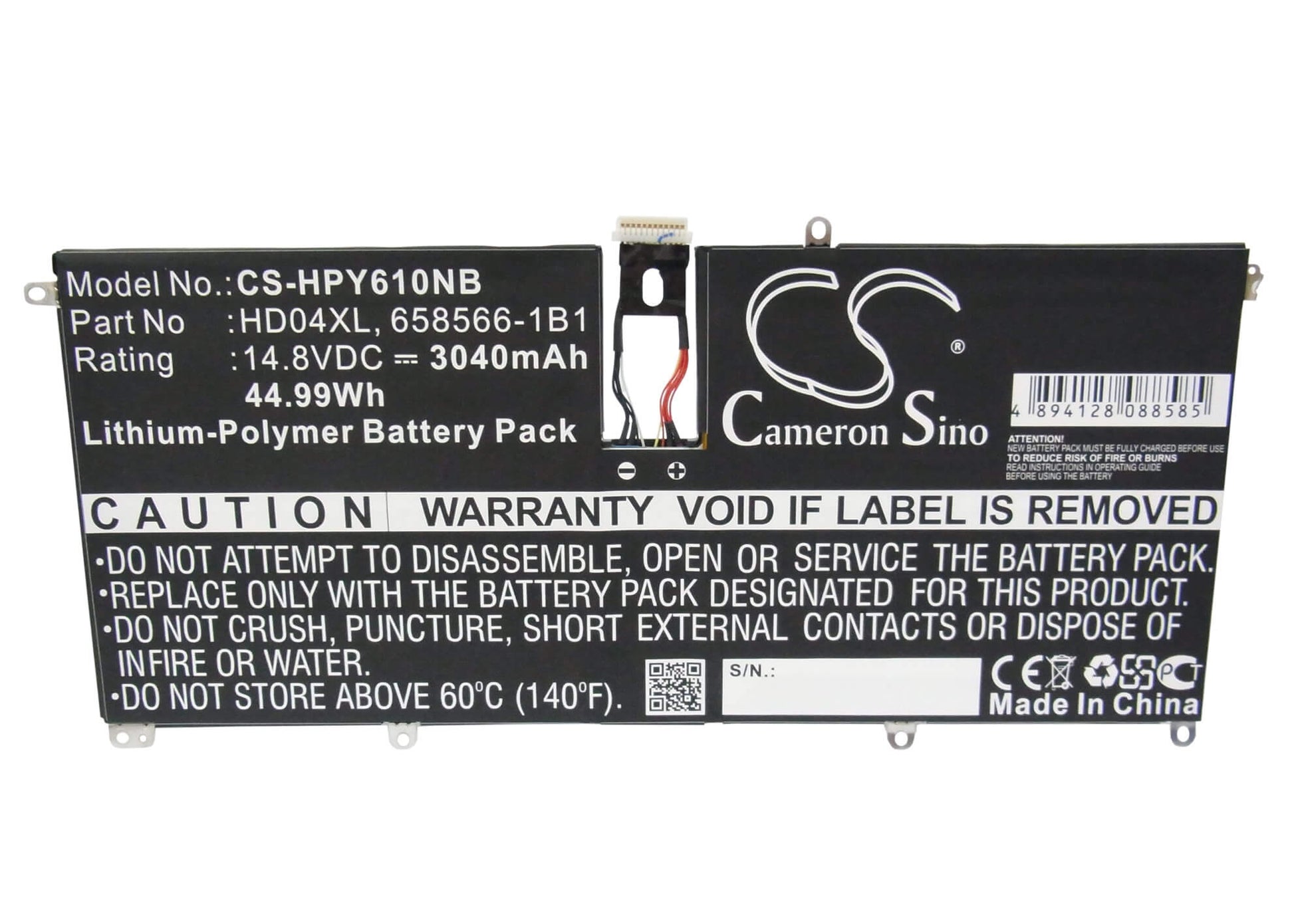 14.8V, 3040mAh, Li-Polymer Battery fits Hp, Envy 6-1000, Envy Spectre Tu Xt 13-2000eg, 44.992Wh