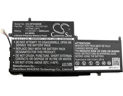 11.55V, 5600mAh, Li-Polymer Battery fits Hp, Gaming Pavilion 15-dk0001ne, Gaming Pavilion 15-dk0003nq, 64.68Wh