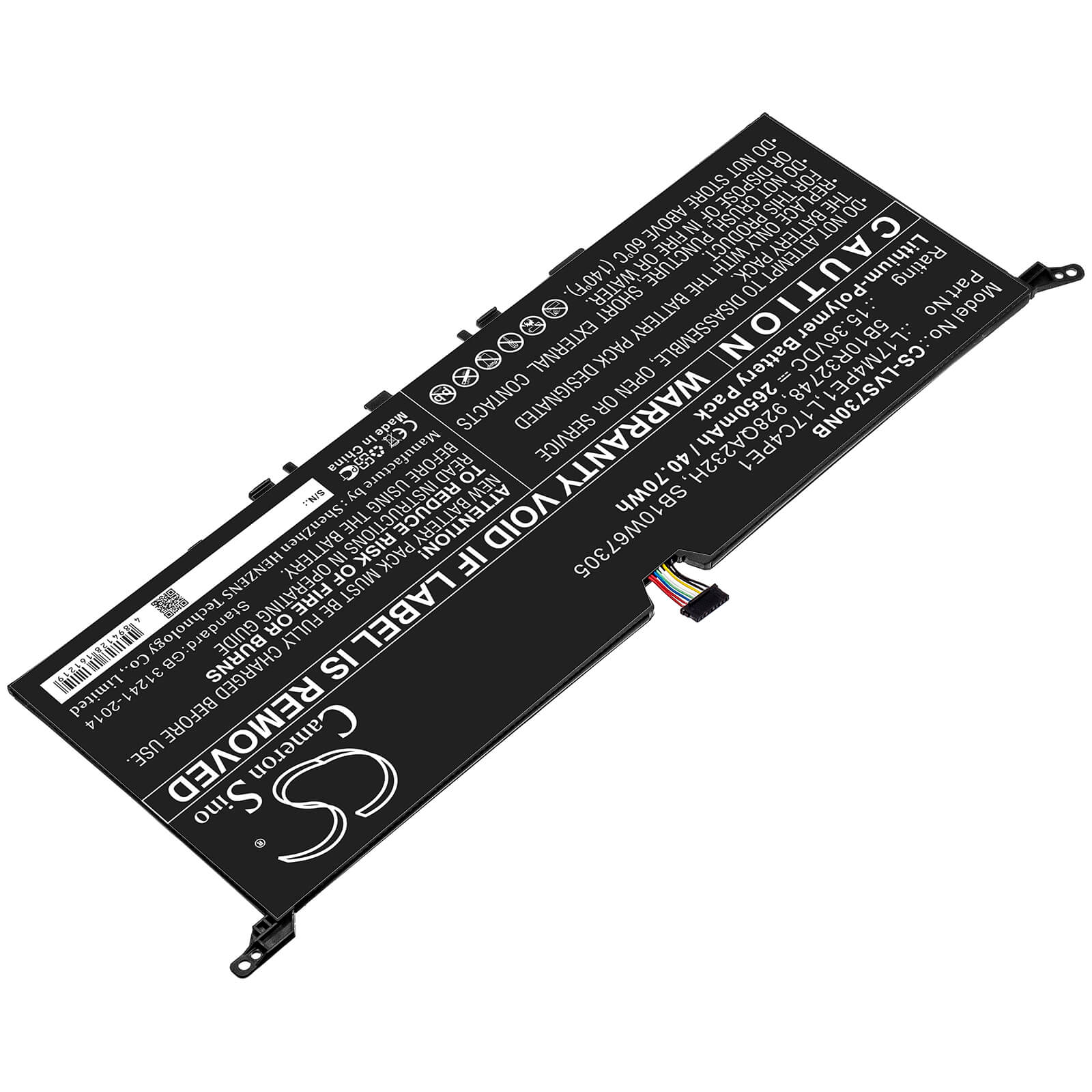 15.36V, 2650mAh, Li-Polymer Battery fits Lenovo, Ideapad 730s 13, Ideapad 730s-13iwl, 40.704Wh