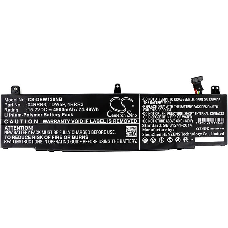 15.2V, 4900mAh, Li-Polymer Battery fits Dell, Alienware 13 R3, Alienware 13(alw13c-d1738), 74.48Wh
