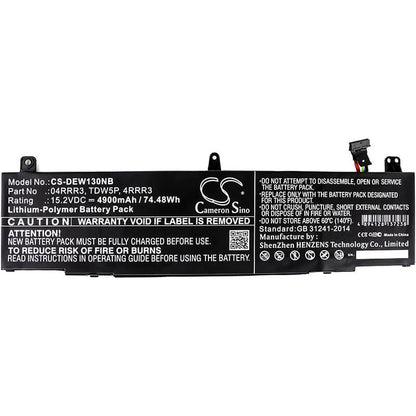 15.2V, 4900mAh, Li-Polymer Battery fits Dell, Alienware 13 R3, Alienware 13(alw13c-d1738), 74.48Wh