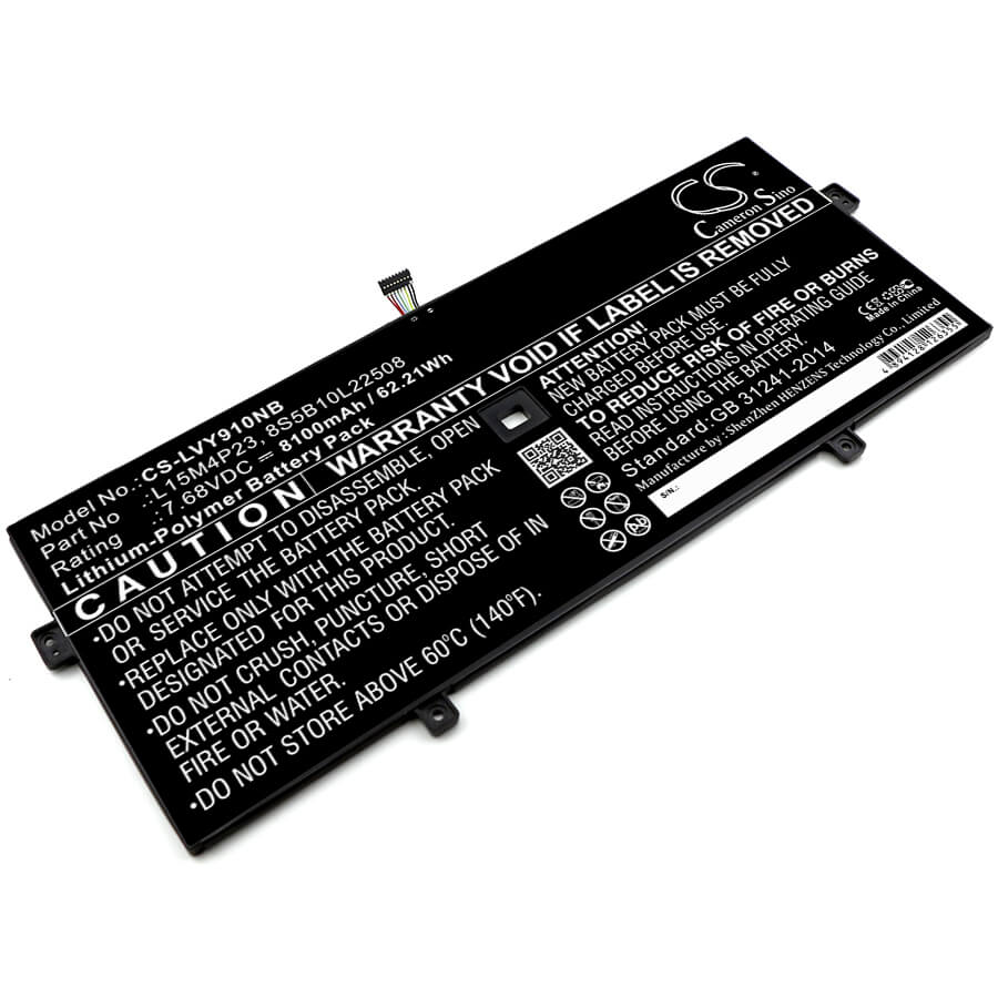 7.68V, 8100mAh, Li-Polymer Battery fits Lenovo, Yoga 5 Pro, Yoga 5 Pro(512g), 62.208Wh