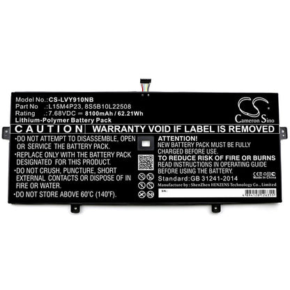 7.68V, 8100mAh, Li-Polymer Battery fits Lenovo, Yoga 5 Pro, Yoga 5 Pro(512g), 62.208Wh