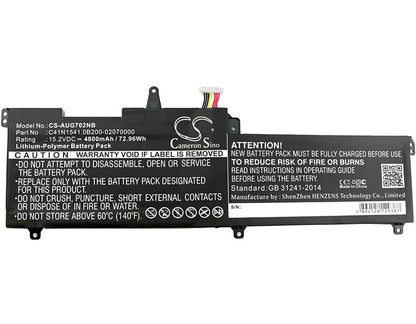 15.2V, 4800mAh, Li-Polymer Battery fits Asus, G702vm, G702vm-gc045t, 72.96Wh