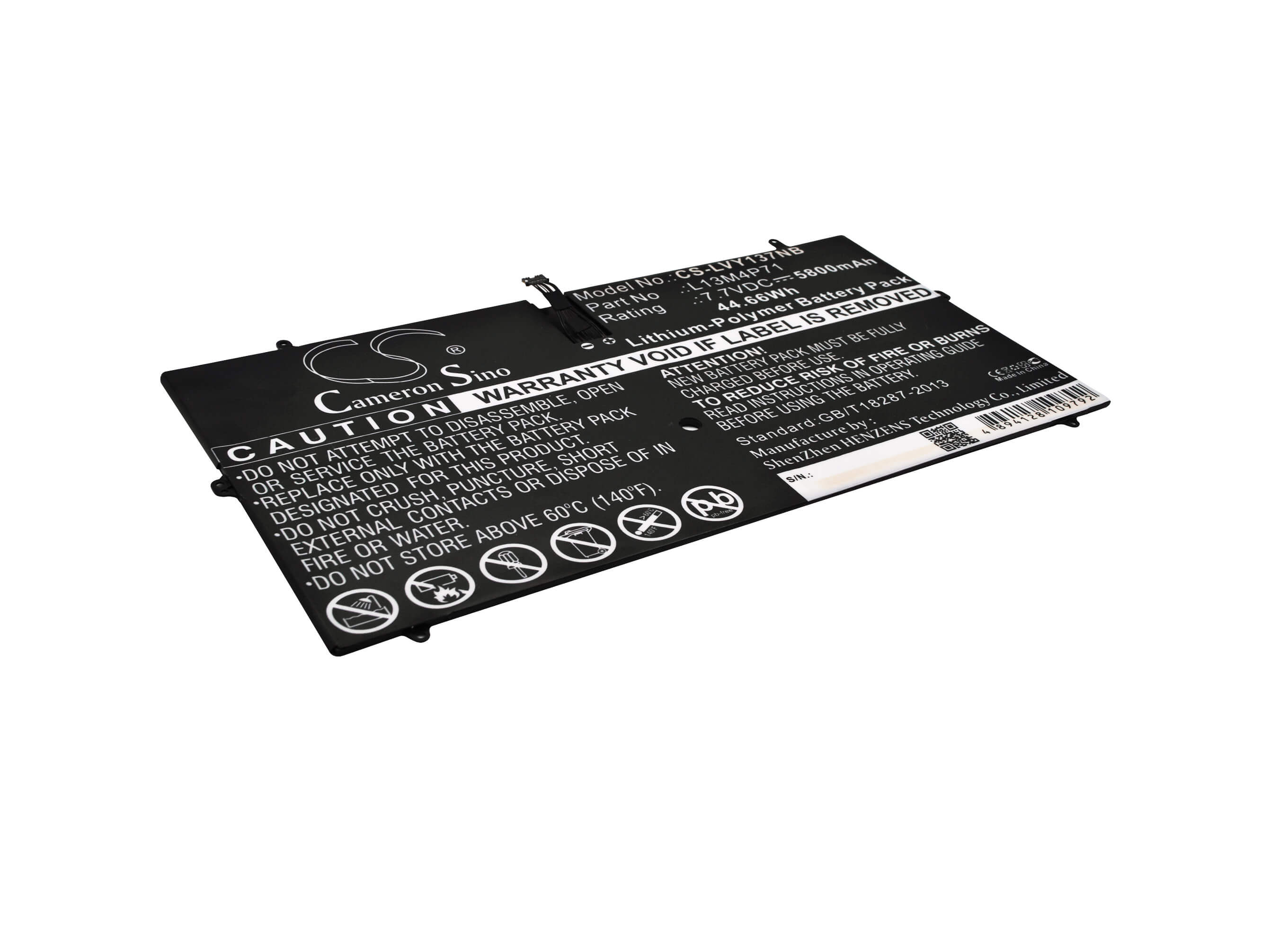 7.7V, 5800mAh, Li-Polymer Battery fits Lenovo, Yoga 3 Pro, Yoga 3 Pro 13, 44.66Wh