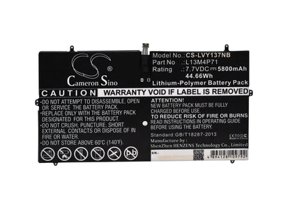 7.7V, 5800mAh, Li-Polymer Battery fits Lenovo, Yoga 3 Pro, Yoga 3 Pro 13, 44.66Wh
