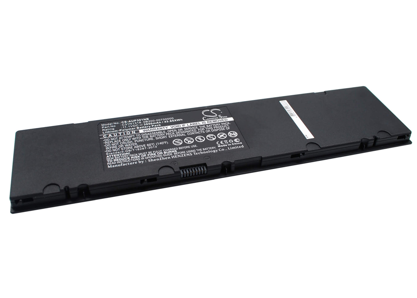 11.1V, 3950mAh, Li-Polymer Battery fits Asus, Asuspro Essential Pu301la, Asuspro Essential Pu301la-ro06, 43.845Wh