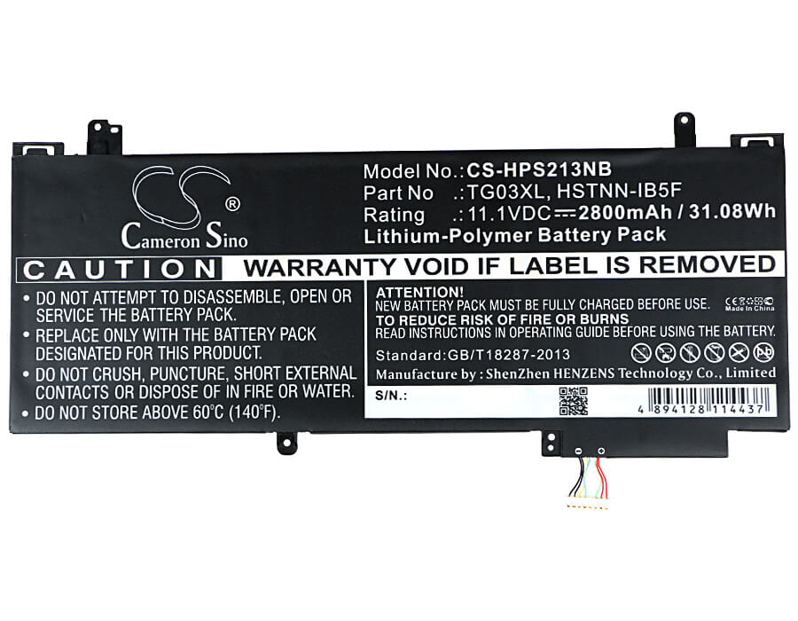11.1V, 2800mAh, Li-Polymer Battery fits Hp, Split X2 13-f, Split X2 13-f010dx, 31.08Wh