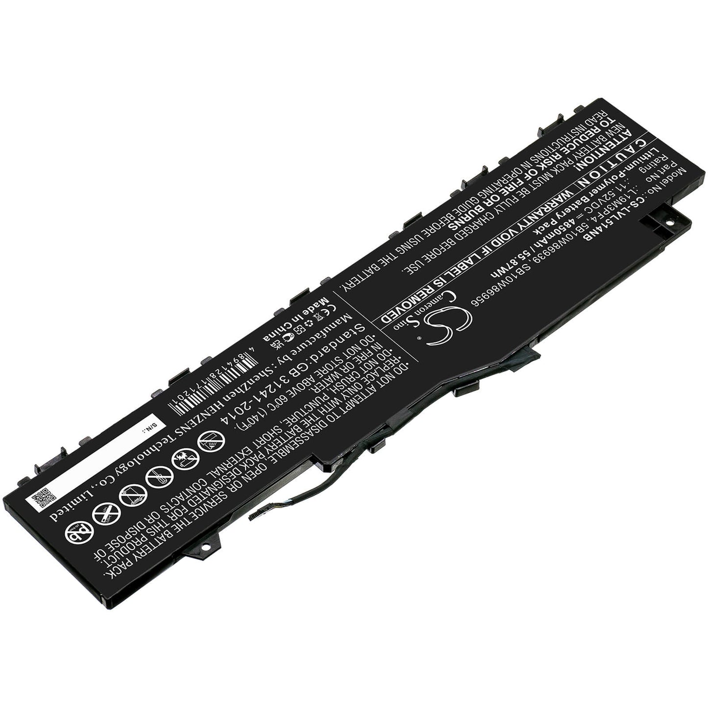 11.52V, 4850mAh, Li-Polymer Battery fits Lenovo, Ducati 5 82es000dau, Ideapad 5 14are05, 55.872Wh
