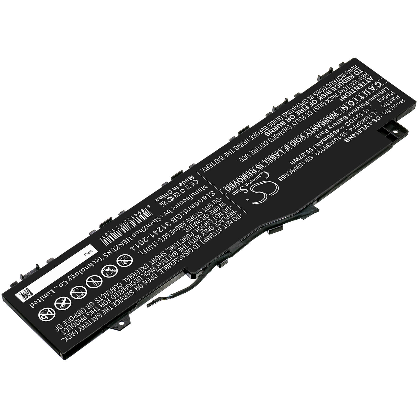 11.52V, 4850mAh, Li-Polymer Battery fits Lenovo, Ducati 5 82es000dau, Ideapad 5 14are05, 55.872Wh