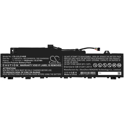 11.52V, 4850mAh, Li-Polymer Battery fits Lenovo, Ducati 5 82es000dau, Ideapad 5 14are05, 55.872Wh