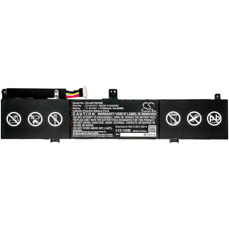 11.55V, 4750mAh, Li-Polymer Battery fits Asus, Q303ua, Q304ua, 54.8625Wh